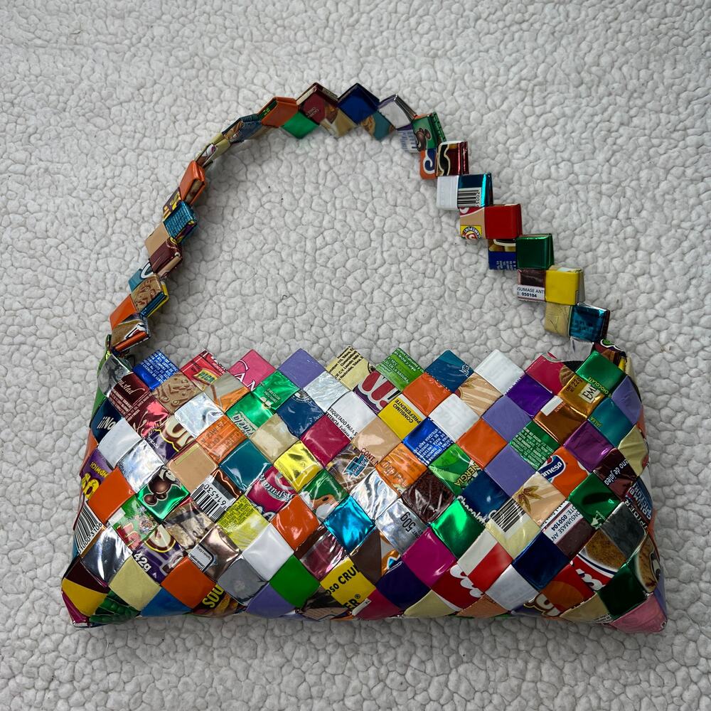 Candy Wrapper Shoulder Zip Handbag